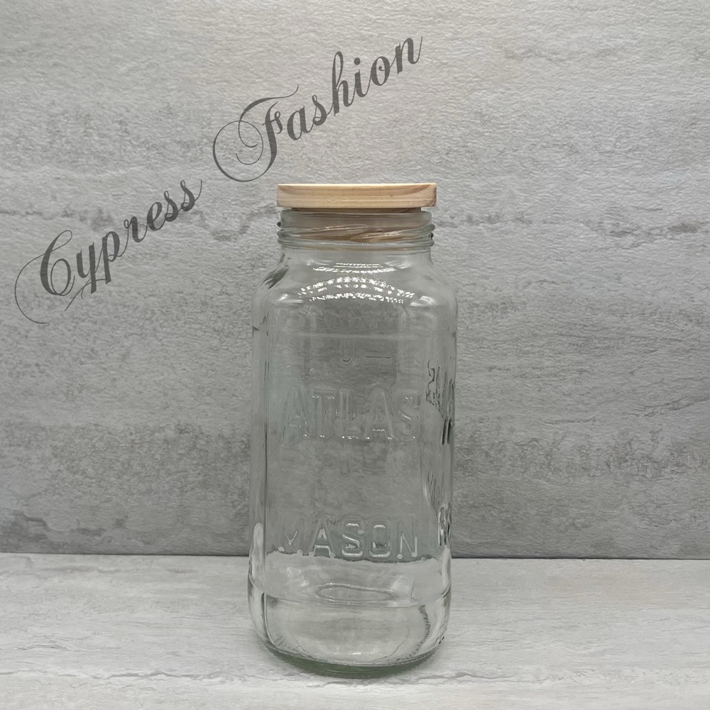 🎉 $5 Atlas Glass Mason Jar with Wooden Lid